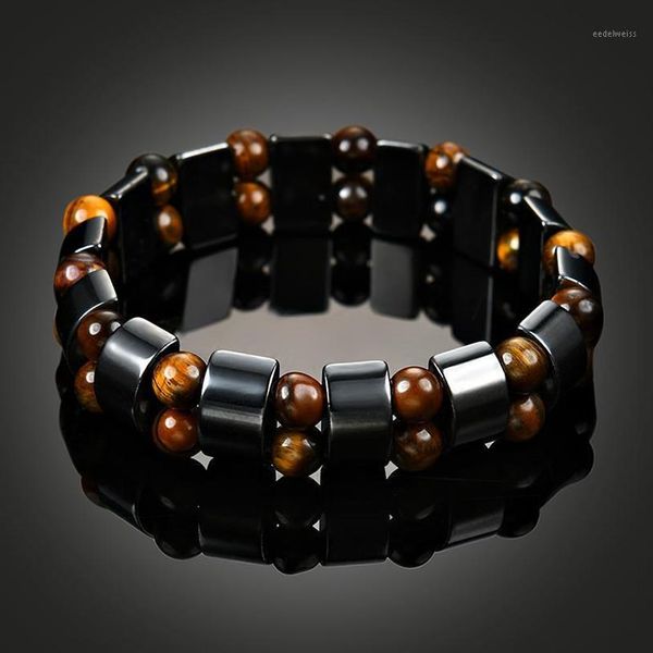 Autres Bracelets Bracelet de santé en hématite magnétique pour femmes hommes bracelet de puissance en magnétite noire pierre naturelle1241H