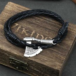 Andere armbanden heren Axe Viking Bracelet Irish Knoop Hatchet Handgemaakte Gevlochten Meerlagige lager piratenarmband voor mannelijke hand JewelryL240415