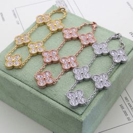 Otras pulseras New Luxury Designer Jewelry Clover Chain Chain Bracelet 18k Gold Agate Chain de la cadena de flores Joyas afortunadas y niñas Regalo de fiesta.