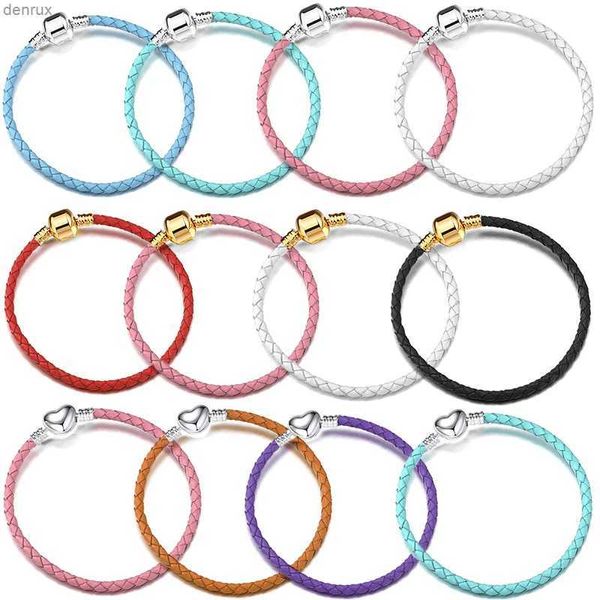 Autres bracelets Bracelet de chaîne de serpent en cuir d'origine Bracelet Coltre de coeur Secure Perles Charmes bracelet Brangles pour femmes hommes filles bijoux diy makel240415