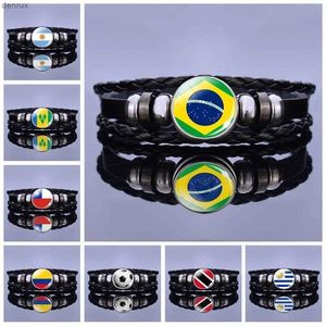 Autres bracelets Bracelet en cuir de drapeau de campagne d'Amérique du Sud Brésil Brésil Argentine Chili Colombie Bracelet Bracelet de football Giftl240415