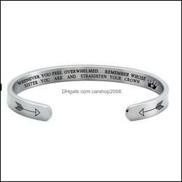 Autres bracelets Bracelet de frottis de corrosion en acier inoxydable en forme de C ouvert mère fille fête des mères cadeau livraison directe 2021 Carshop2006 Dhemb