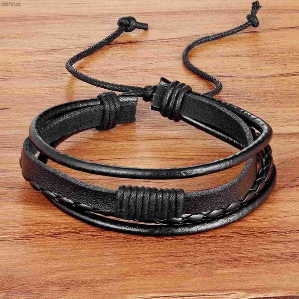 ¡Otras pulseras Tyo Hot Sale!Fashion Charm Leather Bangle Men Bracelets Popular Boys Diy Valaje Strand Handmade Brown Weave BraceletsL240415