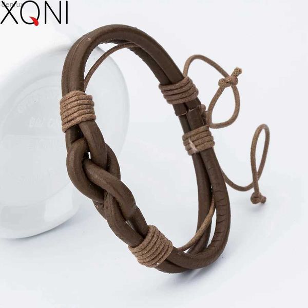 Otras Bracelets XQNI Hot Hot Hetmaded Masculino Femenino Femenino Femenino Bangle Bangle Wrap Simple Simple Twist Unique Leather Mujeres Mujeres Menores GiftL240415