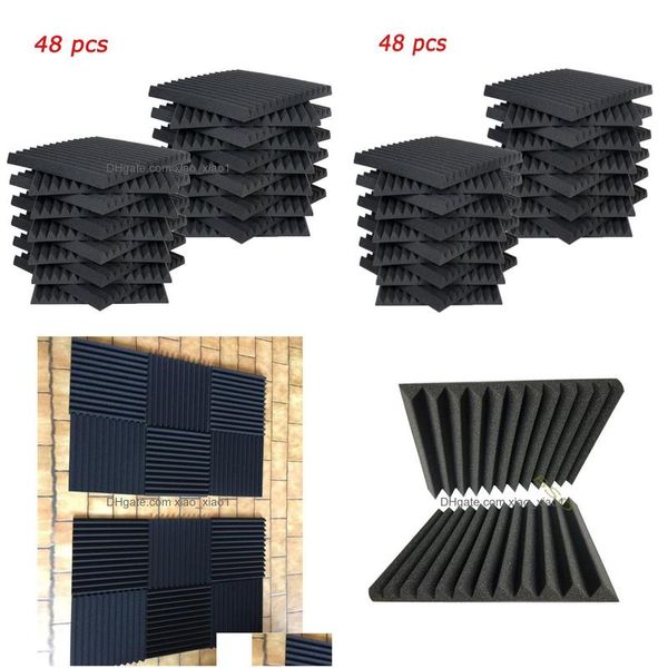 Autres matériaux de construction 48 pcs Panneaux acoustiques Studio Insonorisation Mousse Wedge 1Quot X 12Quot 12Quot7578489 Drop Delivery Home Garden Dhnl7