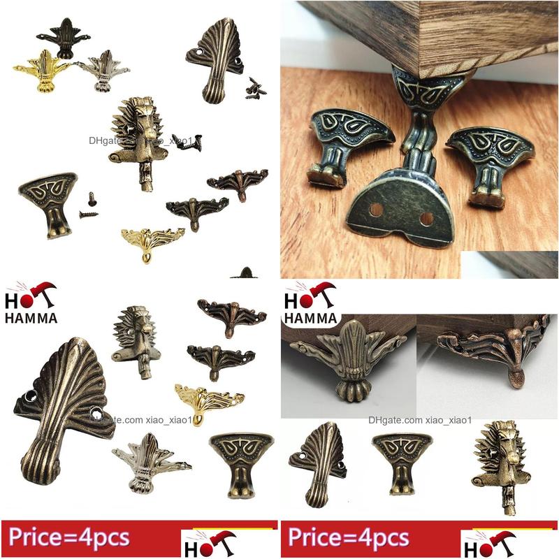 Diğer bina malzemeleri 4pcs metal dekoratif köşe braketi Mücevher Hediye Çivi ile Hediye