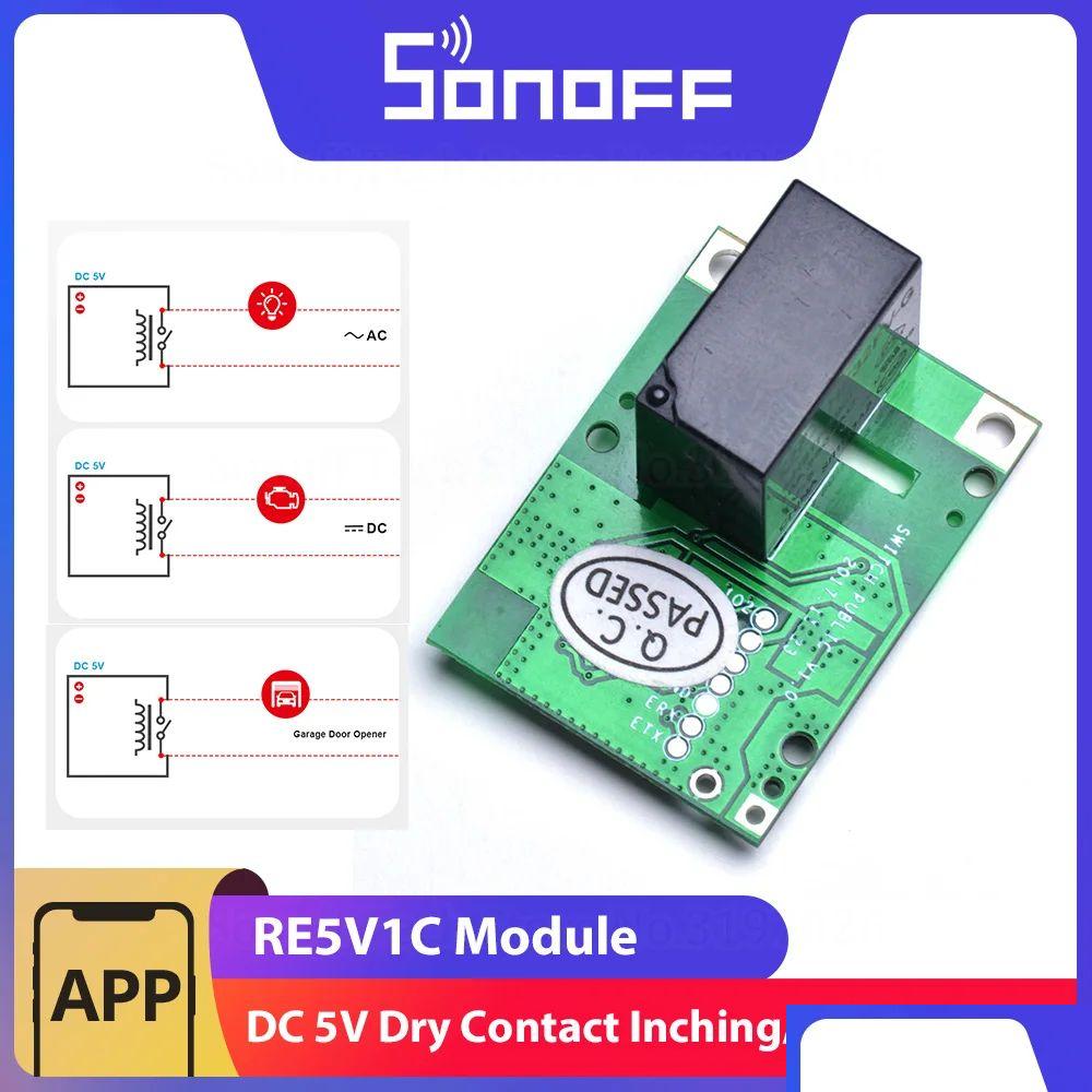 Andra byggnadsartiklar Sonoff RE5V1C DC 5V Wi-Fi Dry Contact Relay Mode Inching/Selflock Switch Remote Control Work via Ewelink Dro DH1RB