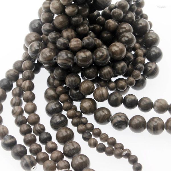 Autre vrac en gros lisse grain de bois noir perles de pierre naturelle ronde en vrac 4mm 6mm 8mm 10mm 12mm pour la fabrication de bijoux bracelet Rita22