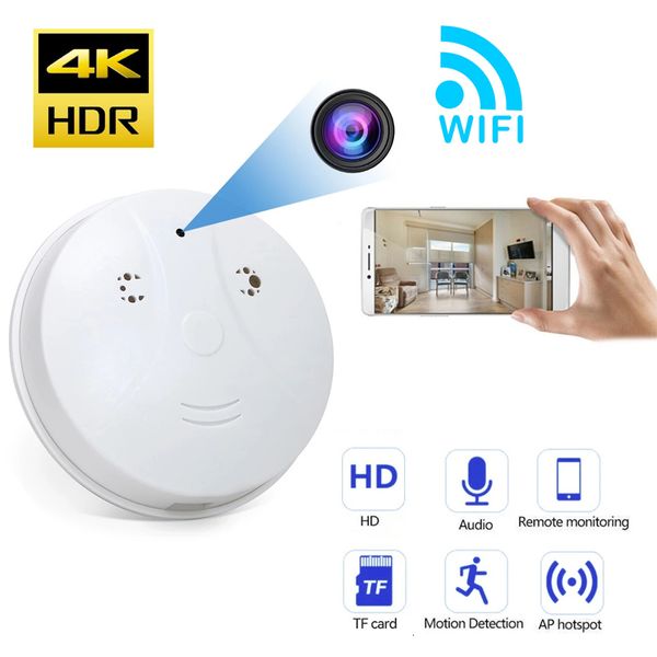 Otros productos de cámara HD 4K WiFi Seguridad en el hogar Detección de humo Videocámara Cámara ip Visión nocturna Movimiento remoto Micro Soporte Tarjeta tf oculta 230626