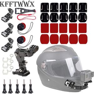 KFFTWWX Kit d'accessoires pour GoPro Hero 11 10 9 8 7 Noir Argent 6 5 4 Osmo Casque de Moto Mentonnière Go Pro AKASO Campark 231130