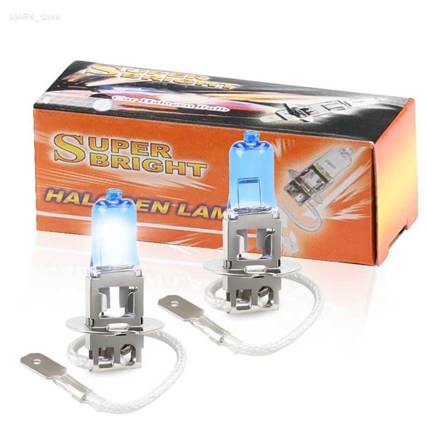 Autres lumières de voiture 1 paire de phares 12V 55W H3 6000K avec ampoules halogènes de voiture de remplacement en verre bleu foncé super lumineuses L204