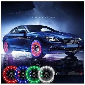 Autres feux de voiture 15 Mode Énergie solaire LED Flash Roue Pneu Vae Cap Neon Drl Lampe de lumière diurne Roues Accessoires Drop Deli Dhdzp