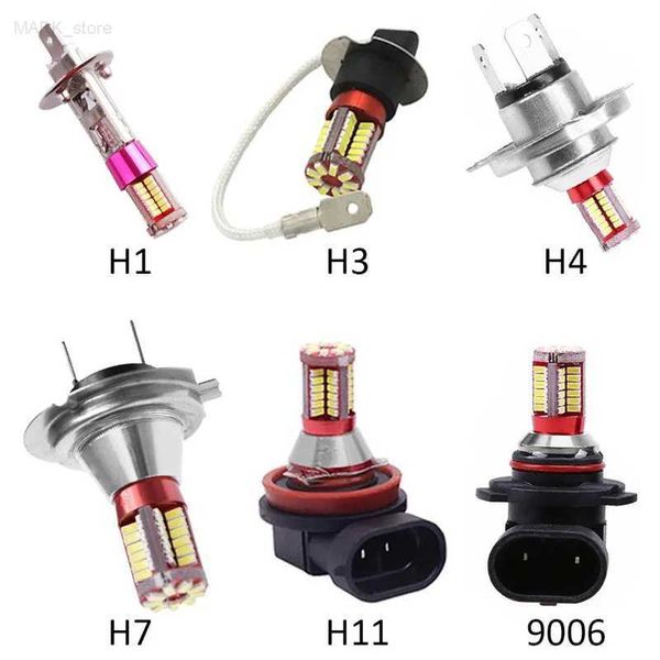 Autres lumières de voiture 1pc H1 H3 H4 H7 H11 9006 4014 57 SMD 6000K Projecteur automobile Lampe antibrouillard Ampoule blanche Source de lumière automobile Ampoule LED automobile DC 12VL204