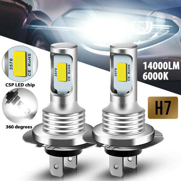 Autres lumières de voiture 2pcs H7 H4 LED Ampoule de lampe antibrouillard automobile H1 H8 H9 H11 9005 9006 Ultra Bright CSP LED Phare DRL Kit de lumière High Low 6000K 12VL204