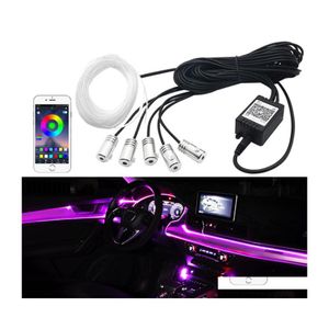 Andere autolichten 6 in 1 RGB LED -atmosfeer Licht interieur Ambient Fiber Optic Strips door app Control Diy Music 8M Band Drop levering Dhoet