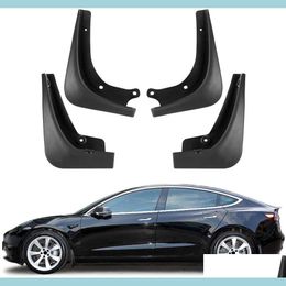 Otras luces de automóviles Tesla Model 3 Mud Flaps Splash Guards 4Pcs Set Fl Protection para accesorios Drop Delivery 2022 Mobiles Motorcycles Dh83G