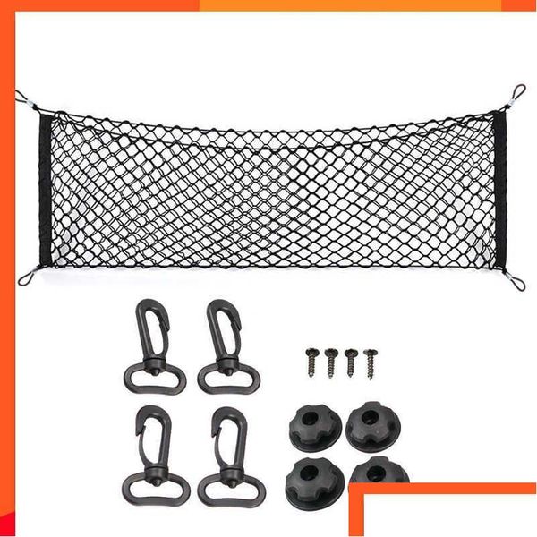 Autres outils de nettoyage de soins Nouveau 6 taille coffre de coffre de voiture filet maille élastique en nylon arrière arrière organisateur de stockage de cargaison accessoires de support de lage D DHPEP