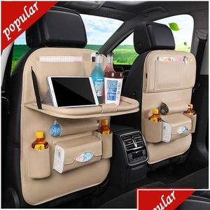 Autres outils de nettoyage de soins Nouveau siège de voiture Organisateur de dossier PU Coussin en cuir Sac de rangement Plateau de table pliable Accessoires de voyage Drop Delivery Dhmoa