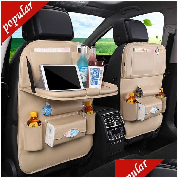 Autres soins Outils de nettoyage Nouveau siège de voiture Organisateur de dossier de siège de voiture Sac de rangement en cuir PU Plateau de table pliable Accessoires de voyage Drop Delivery Otsfe