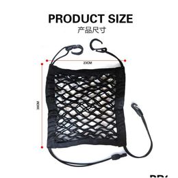 Autres outils de nettoyage de soins Nouveau sac de filet de maille de voiture élastique fort entre l'organisateur siège de stockage arrière poche de support de lage pour le style goutte Dhhwc