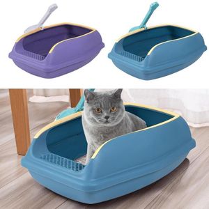 Autres fournitures pour chats Bac à litière pour animaux de compagnie anti-éclaboussures Toilette semi-fermée pour animaux de compagnie Bac à litière pour chat avec côtés hauts Clôture Open Top Chats Outils de litière pour chien 230715