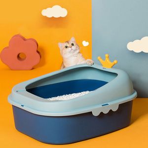 Andere kattenbenodigdheden Cat kattenbakontwerp Semi-ingesloten sandbox Big Space Toilet voorkomen Splash Tray-goederen voor kittens Big Sanding Stuit Cat Bedpans 230526