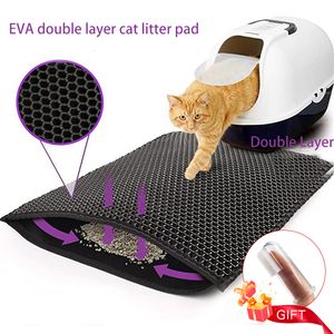 Other Cat Supplies Cat Litter Mat With Gift Double Layer Waterproof Pet Litter Box Mat Non-slip Sand Cat Pad Washable Bed Mat Clean Pad Products 230715