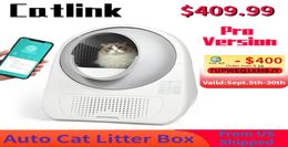 Autres fournitures pour chats CATLINK Bac à litière automatique de luxe Contrôle par application WIFI Toilettes autonettoyantes à double odeur pour plateau semi-fermé Sani7465685