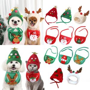 Other Cat Supplies Christmas Pet Hat Cute Antlers Saliva Towel for Dog Dress Up Lovely Design Autumn and Winter Clothes Accessory 231027