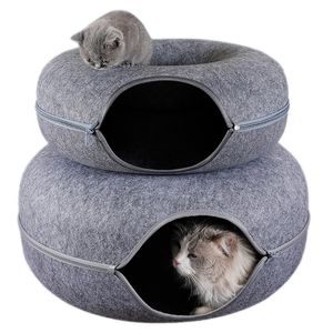 Other Cat Supplies Donut Bed Pet Tunnel Interactive Game Toy Dualuse Indoor Kitten Sports Equipment Training House p230627