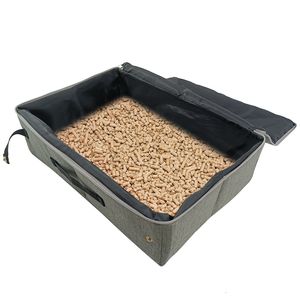 Andere kattenbenodigdheden opvouwbare reis kattenkast met deksel waterdichte buiten draagbaar toilet voor huisdier kitties puppy s hond 230216