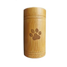 Overige Cat Supplies Handgemaakte Bamboe Huisdier Urnen Hond Poot Voet Patroon Crematie As Urn Aandenken Kist Columbarium voor Honden Accessoires 230628