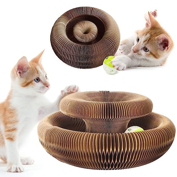 Otros suministros para gatos Magic Organ Toy Cats Scratcher Scratch Board Round Corrugated Scratching Post Toys para moler accesorios de garra 230817