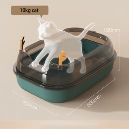 Autres fournitures de chat Pet surdimensionné problème toilette bassin anti-éclaboussures bac à litière avec cuillère chaton propre toilette semi-fermée 230216