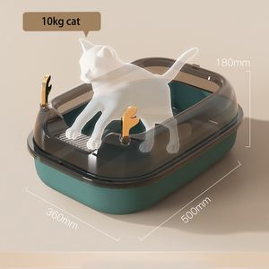 Otros suministros para gatos Pet de gran tamaño Aseo WC Bedpan Anti Splash S Caja de arena Bandeja con Scoop Kitten Clean Toilette Semi-Cerrado 230216
