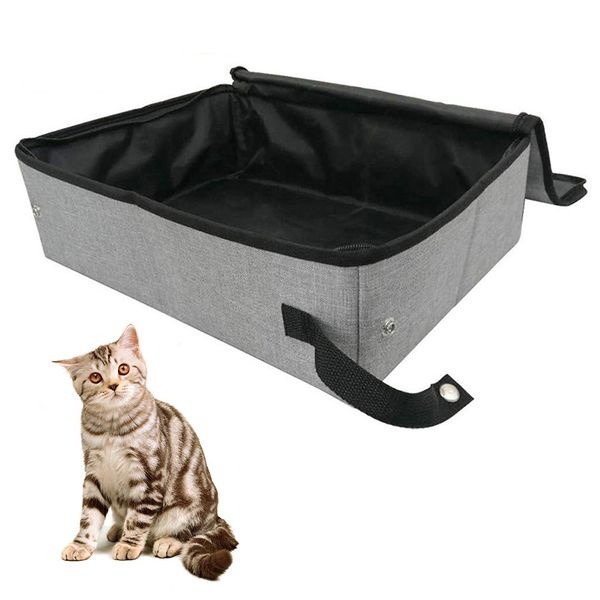 Autres fournitures pour chats Toilettes portables avec couvercle Accessoires pour animaux de compagnie Maison Facile à nettoyer Camping en plein air Litière pour chat Étanche Pliant Tissu Oxford Doux 230324