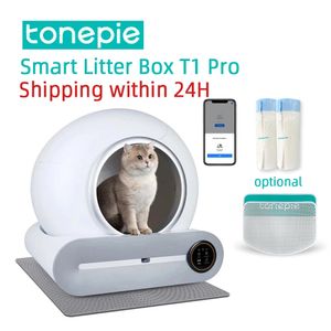 Other Cat Supplies Tonepie 65L Automatic Smart Cat Litter Box Self Cleaning Fully Enclosed Cat Litter Box Pet Toilet Litter Tray Japen Version 230616