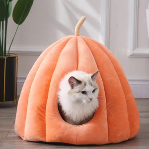 Autres fournitures pour chats Lit de grotte chaud Citrouille à capuche Dog Kennel Warming Cuddler Sleeping House Coussin pour petits chiens Chiot Chaton Lapin 221118