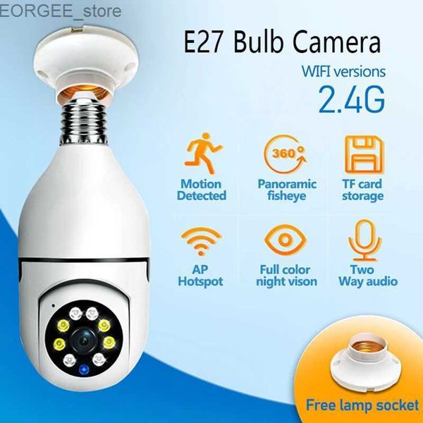 Autres caméras de vidéosurveillance 2,4g Bulbe E27 Caméra de surveillance Vision nocturne en pleine couleur Automatique Tracking Human Zoom Indoor Security Monitor WiFi Camera Y240403