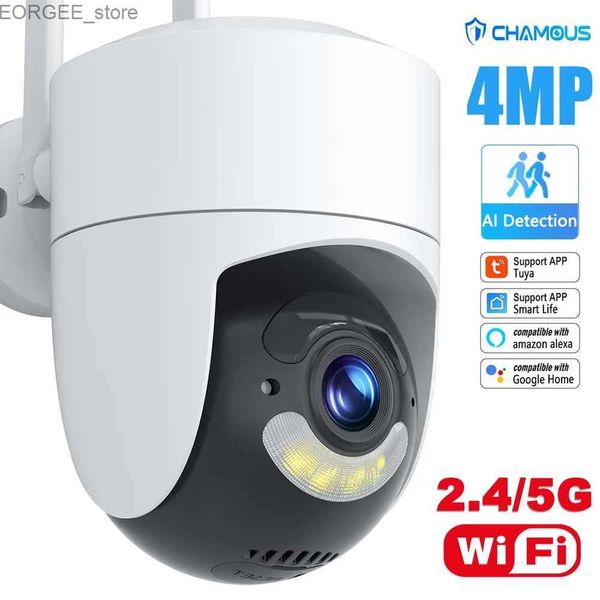 Otras cámaras CCTV 2K 4MP Wifi IP Camera 2.4G 5G Wifi Outdoor Tuya Smart Home CCTV Alexa Google Home PTZ 360 Mini Cámara de vigilancia de video Y240403