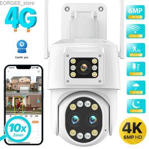 Andere CCTV-camera's 4G SIM-kaart IP-camera 4K HD 10x Zoom drie-lens Dual Screen WiFi Ptz Camera 2K Auto Tracking CCTV P2P Video Surveillance Camhi Y240403