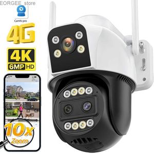 Andere CCTV -camera's 4G Sim Card IP Camera 6mp 4K HD Three Lens10X Zoom WiFi Ptz Camera Outdoor AI Tracking Audio Security CCTV Camera Camhi Pro Y240403