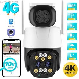 Autres appareils photo CCTV 4K 8MP 4G SIM CAME CAME CAMERIE EXTÉRIEUR WIFI 2,8 mm-8 mm Double objectif 10x Zoom IP Camera AI Tracking Audio Security CCTV CAME H.265 CAMHI Y240403