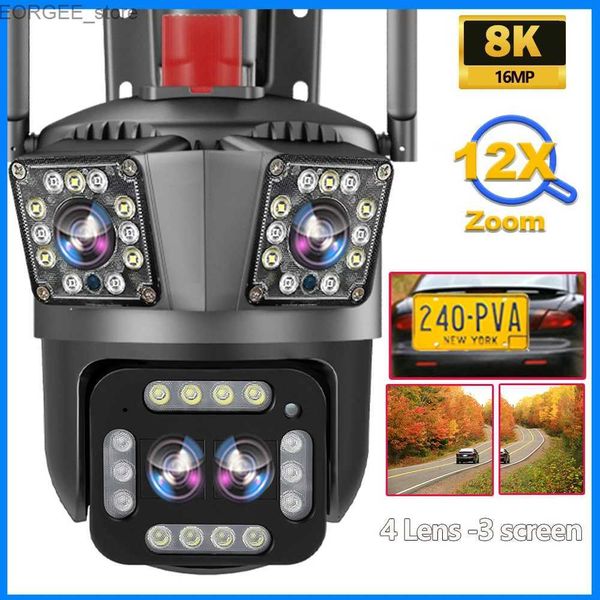 Autres appareils photo CCTV 8K 16MP CAMERIE IP CAMERIE IP SURVEILLANCE DU FOURNE LES LANS FOURS ÉCRAN 6K CAME DE SÉCURITÉ CAM AI Suivi 360 Video Street Camera 12X Zoom Y240403