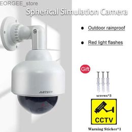 Otras cámaras CCTV Cámara ficticia falsa IP54 Vigilancia de seguridad de la lluvia Flash Camera con calcomanía de advertencia CCTV Fácil de instalar Y240403