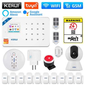 Andere CCTV-camera's KERUI Home Alarm WIFI GSM Alarm Tuya Smart House W181 Ondersteuning Alexa Door Sensor Motion Sensor Detector IP Camera sirene J221026