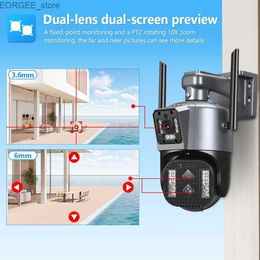 Andere CCTV -camera's Movols 8MP Three Lens WiFi IP Camera 10x Optische Zoom Outdoor PTZ Automatische tracking Waterdichte Veiligheid CCTV Monitoring Camera Y240403