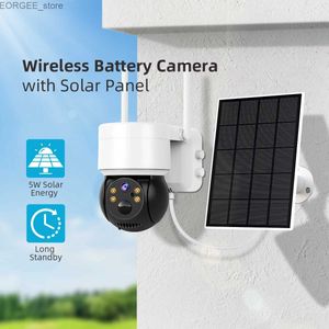 Autres appareils photo CCTV Caméra solaire Wifi WiFi OUTDOOR 4MP HD Sécurité sans fil CCTV Vision nocturne imperméable PIR PIR HUMAN DETECT PTZ CAME AVEC PANNEUX SOLAIRE Y240403