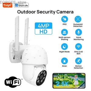 Autres caméras de vidéosurveillance Tuya 4MP Caméra de sécurité Caméra de la couleur câblée Vision nocturne Vision pour la détection Humanoïde Sirenip65 Outdoor Camera 2way Audio Y240403