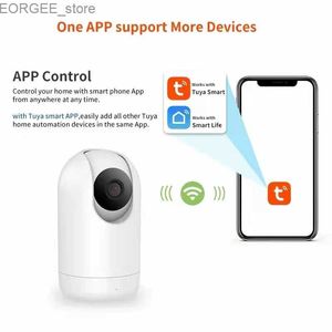 Andere CCTV -camera's Tuya Smart Indoor Security Camera 2MP HD 360 graden WiFi Home Security Camera voor baby/Elder/Nanny met Night Vision Y240403